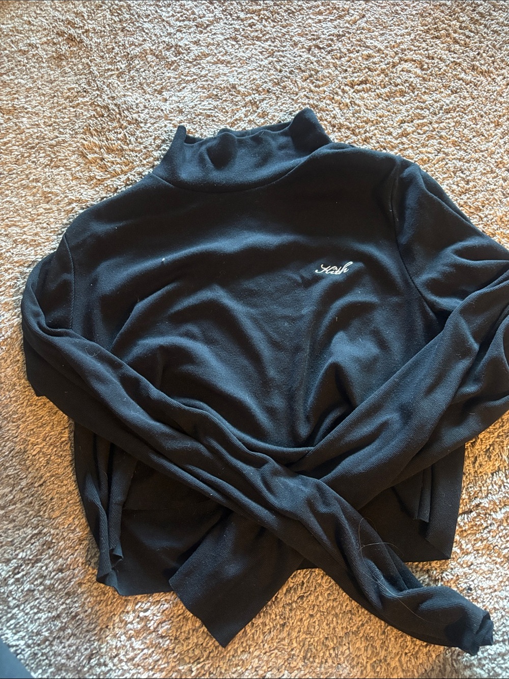 KITH Women's Black Mock Neck Sweater with Subtle Script Logo